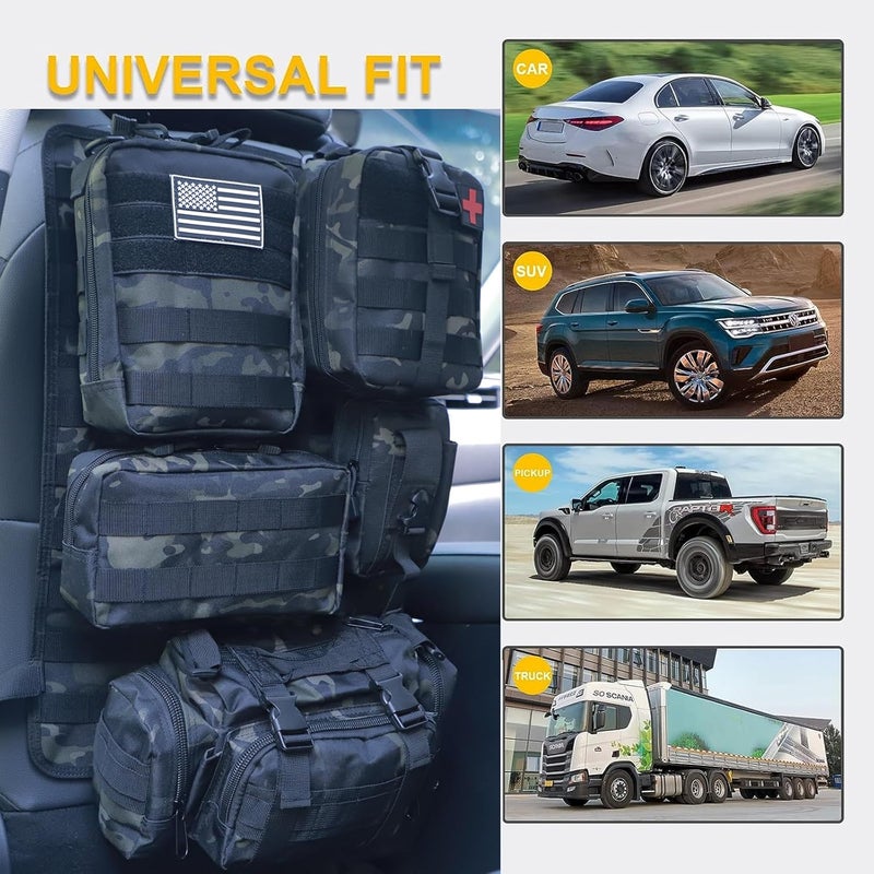 Jimikay Universal Tactical Seat ​Back Organizer Vehicle Molle Panel Organizer Storage Bag with 5 Detachable Molle Pouch for All Vehicel Such as Jeep,Truck,SUV, Car, Ford,Chevy etc - Image 3